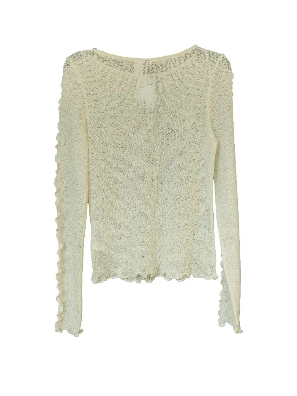 H&M Mesh Top White Sheer Net 90s Rave Cyberpunk Long Sleeve Wide Neck Shirt